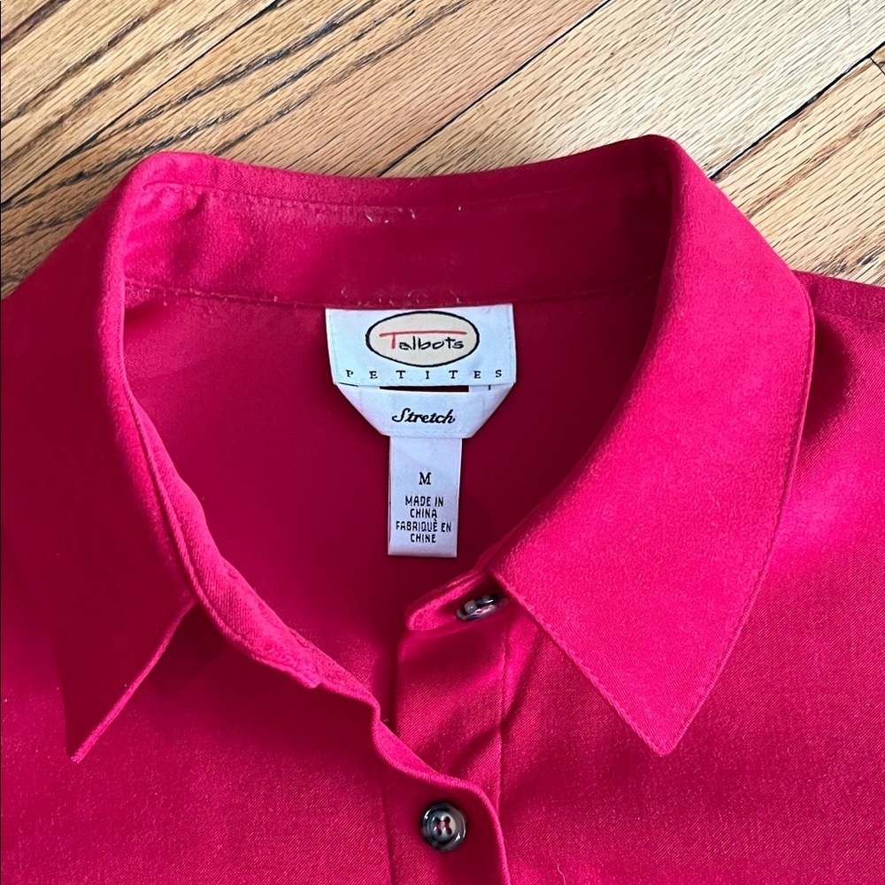 Talbots Fuchsia Button-Front Blouse - Picture 2 of 5